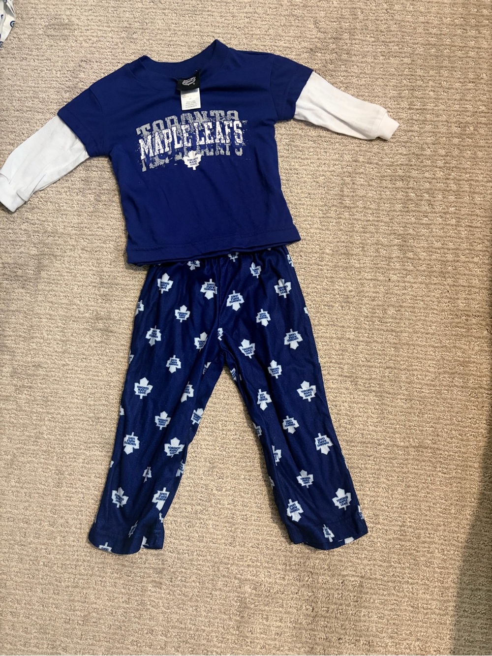NHL Blue and White Toronto Maple Leafs Kids Pajama Set